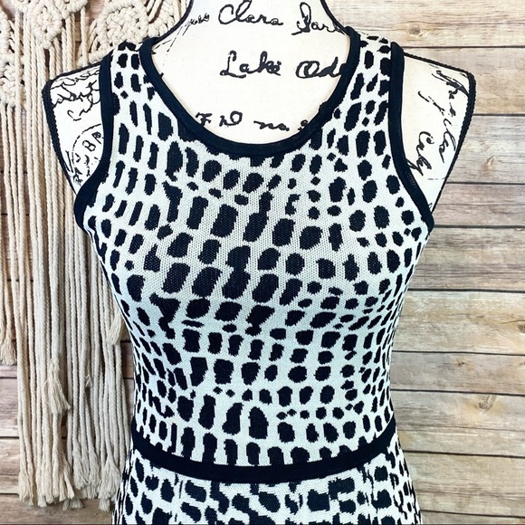 Revolve | Trina Turk ‘Huxley’ Black Crocodile Print Knit Fit & Flare Midi Dress - Picture 3 of 10